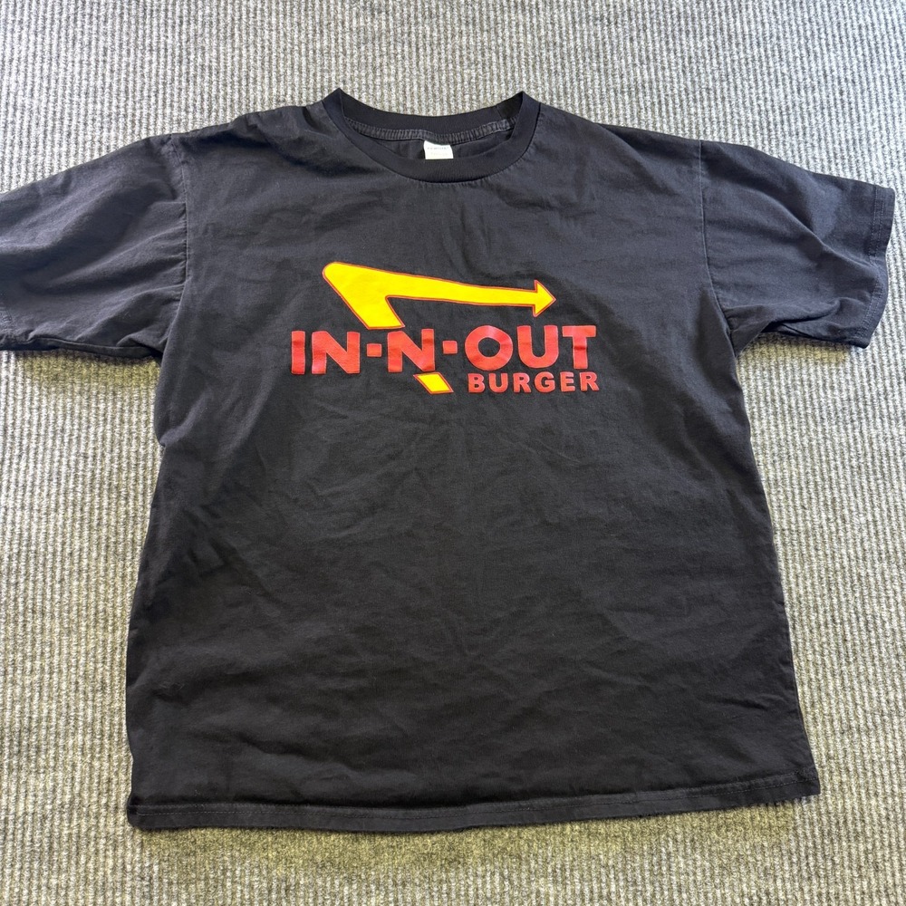 In N Out Burger T Shirt Mens L Black Graphic Logo Cotton Blend